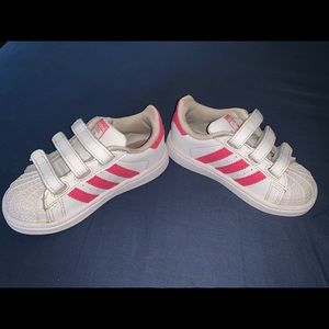 Adidas Classic Shell Toe pink stripe, toddler 6